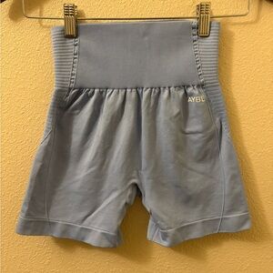 AYBL Seamless Shorts Small Blue High Waisted Scrunch Gym Workout Booty Shorts